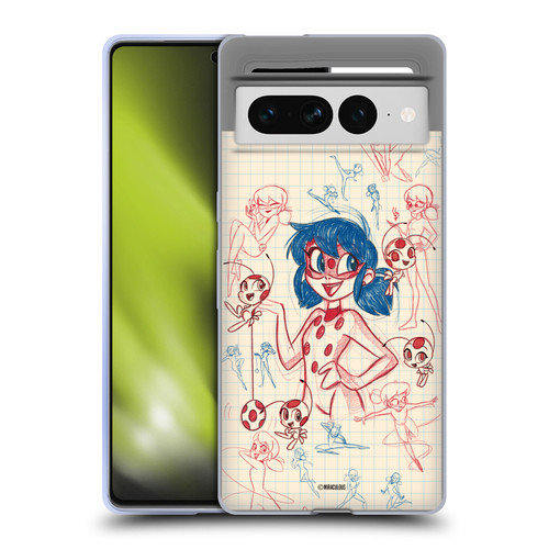 Miraculous Ladybug Sketches Ladybug Soft Gel Case for Google Pixel 7 Pro