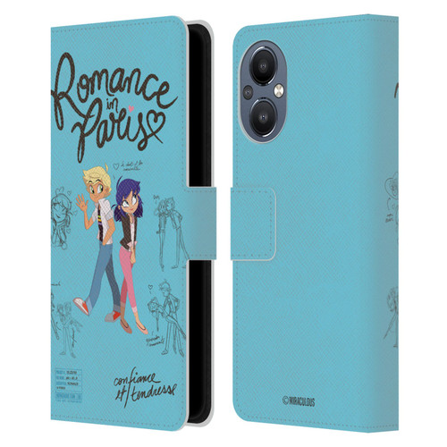 Miraculous Ladybug Sketches Romance In Paris Leather Book Wallet Case Cover For OnePlus Nord N20 5G