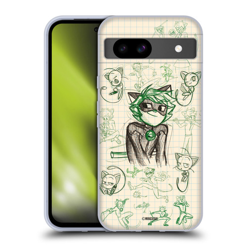 Miraculous Ladybug Sketches Cat Noir Soft Gel Case for Google Pixel 8a