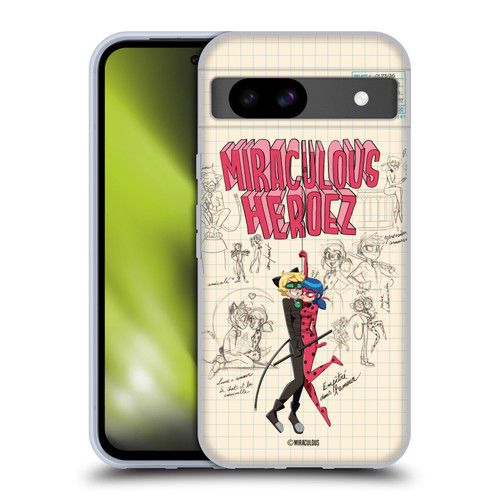 Miraculous Ladybug Sketches Ladybug And Cat Noir Soft Gel Case for Google Pixel 8a
