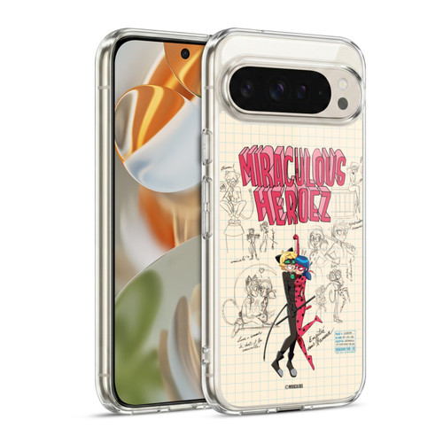 Miraculous Ladybug Sketches Ladybug And Cat Noir Soft Gel Case for Google Pixel 9 / Pixel 9 Pro