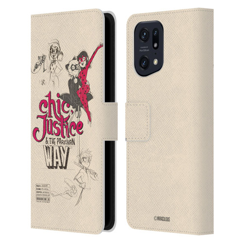 Miraculous Ladybug Sketches Chic Justice Leather Book Wallet Case Cover For OPPO Find X5