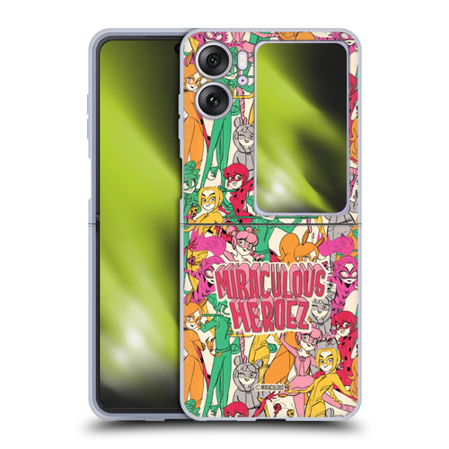 Miraculous Ladybug Sketches Heroes Pattern Soft Gel Case for OPPO Find N2 Flip