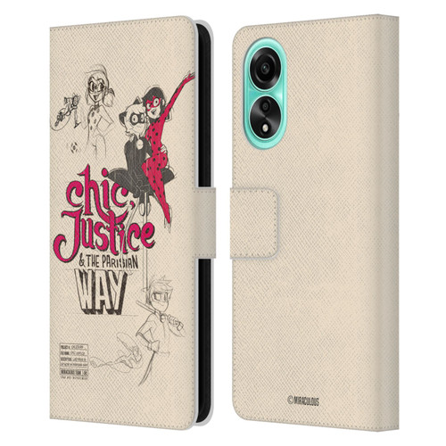 Miraculous Ladybug Sketches Chic Justice Leather Book Wallet Case Cover For OPPO A78 4G
