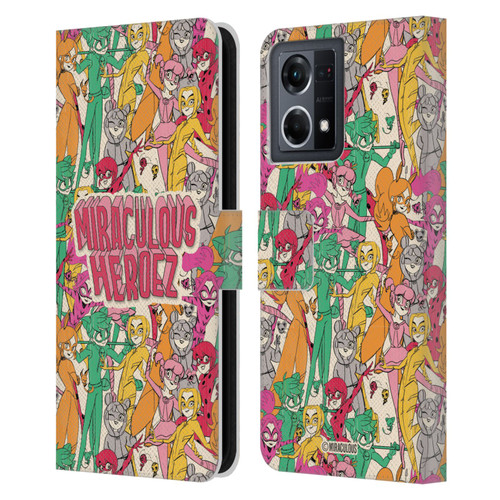 Miraculous Ladybug Sketches Heroes Pattern Leather Book Wallet Case Cover For OPPO Reno8 4G