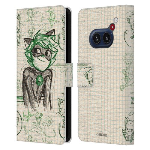 Miraculous Ladybug Sketches Cat Noir Leather Book Wallet Case Cover For Nothing Phone (2a)