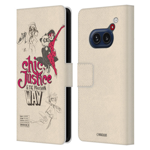 Miraculous Ladybug Sketches Chic Justice Leather Book Wallet Case Cover For Nothing Phone (2a)