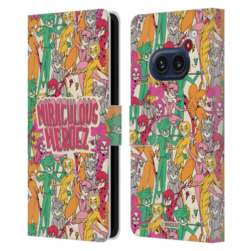 Miraculous Ladybug Sketches Heroes Pattern Leather Book Wallet Case Cover For Nothing Phone (2a)