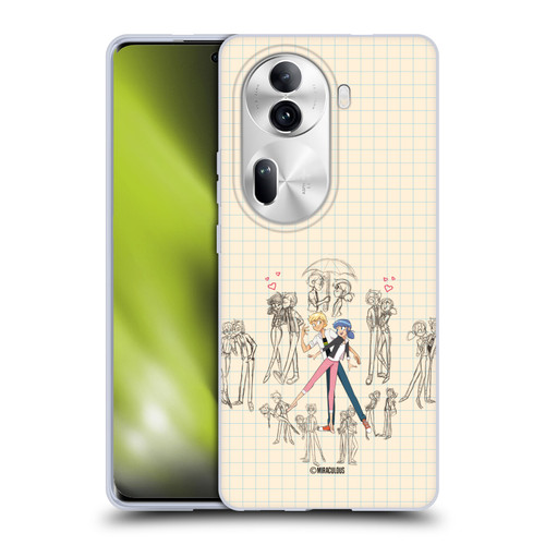 Miraculous Ladybug Sketches Marinette And Adrien Soft Gel Case for OPPO Reno11 Pro