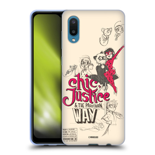 Miraculous Ladybug Sketches Chic Justice Soft Gel Case for Samsung Galaxy A02/M02 (2021)