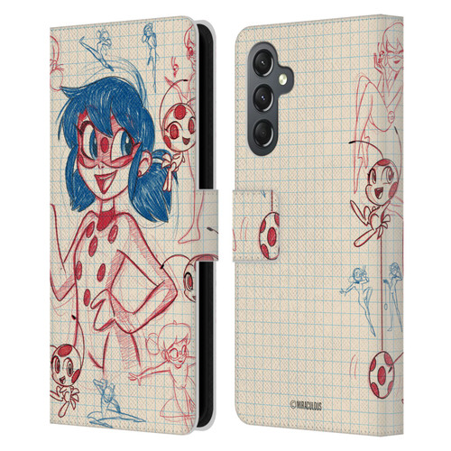 Miraculous Ladybug Sketches Ladybug Leather Book Wallet Case Cover For Samsung Galaxy A25 5G