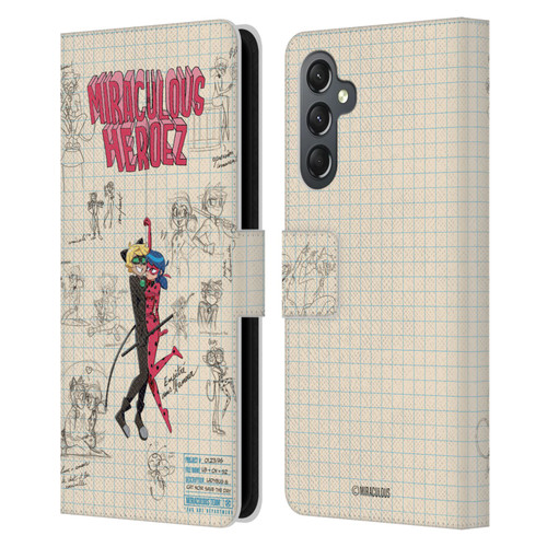 Miraculous Ladybug Sketches Ladybug And Cat Noir Leather Book Wallet Case Cover For Samsung Galaxy A25 5G
