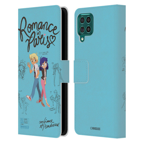Miraculous Ladybug Sketches Romance In Paris Leather Book Wallet Case Cover For Samsung Galaxy F62 (2021)