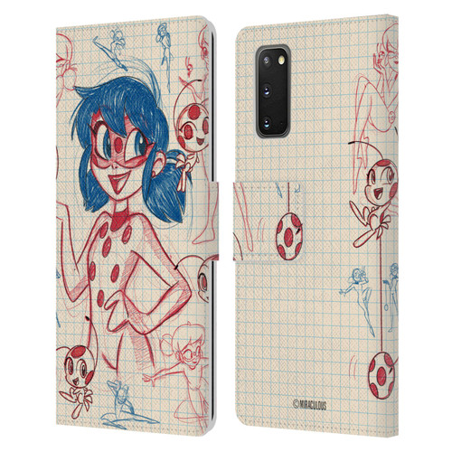 Miraculous Ladybug Sketches Ladybug Leather Book Wallet Case Cover For Samsung Galaxy S20 / S20 5G