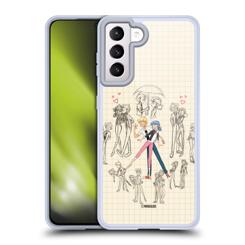 Miraculous Ladybug Sketches Marinette And Adrien Soft Gel Case for Samsung Galaxy S21 5G