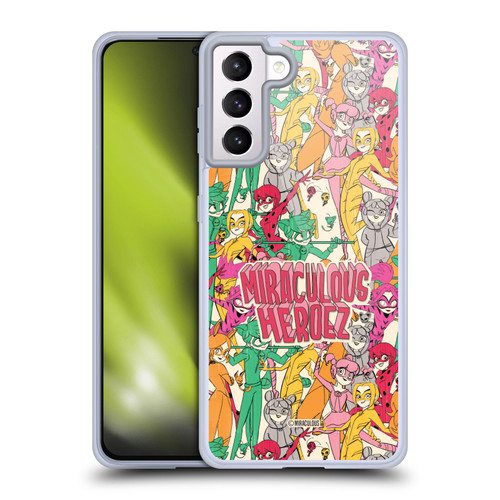 Miraculous Ladybug Sketches Heroes Pattern Soft Gel Case for Samsung Galaxy S21+ 5G