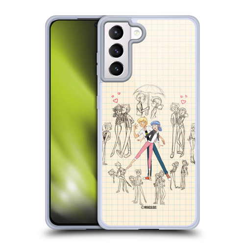 Miraculous Ladybug Sketches Marinette And Adrien Soft Gel Case for Samsung Galaxy S21+ 5G