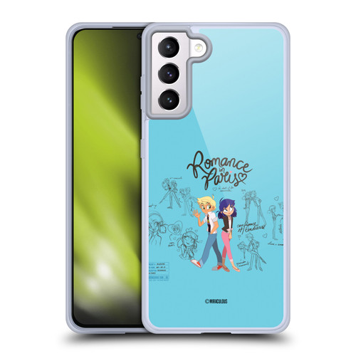 Miraculous Ladybug Sketches Romance In Paris Soft Gel Case for Samsung Galaxy S21+ 5G
