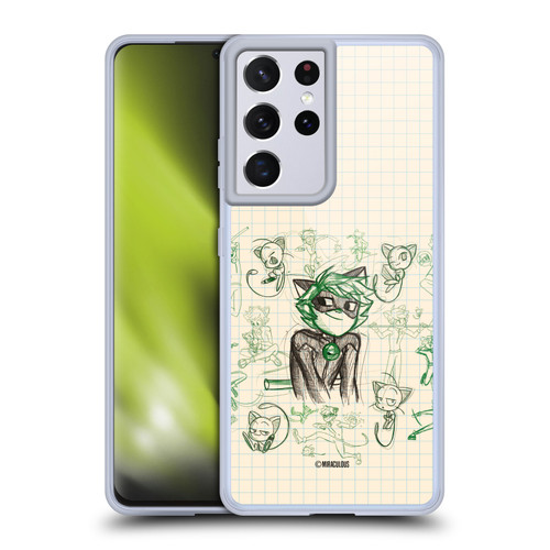 Miraculous Ladybug Sketches Cat Noir Soft Gel Case for Samsung Galaxy S21 Ultra 5G