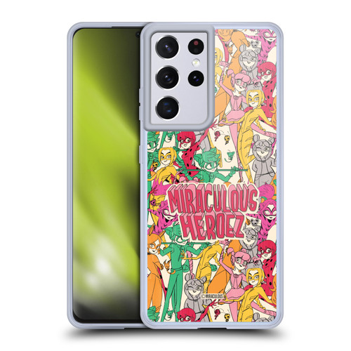 Miraculous Ladybug Sketches Heroes Pattern Soft Gel Case for Samsung Galaxy S21 Ultra 5G