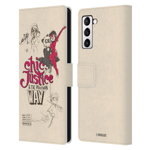 Miraculous Ladybug Sketches Chic Justice Leather Book Wallet Case Cover For Samsung Galaxy S21+ 5G