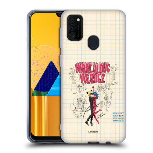 Miraculous Ladybug Sketches Ladybug And Cat Noir Soft Gel Case for Samsung Galaxy M30s (2019)/M21 (2020)
