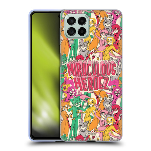 Miraculous Ladybug Sketches Heroes Pattern Soft Gel Case for Samsung Galaxy M53 (2022)