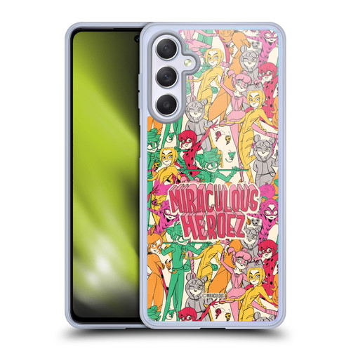 Miraculous Ladybug Sketches Heroes Pattern Soft Gel Case for Samsung Galaxy M54 5G