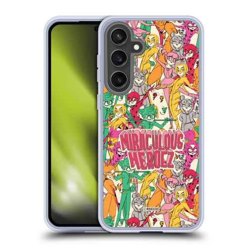 Miraculous Ladybug Sketches Heroes Pattern Soft Gel Case for Samsung Galaxy S24 FE