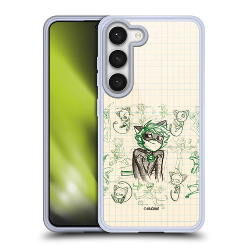 Miraculous Ladybug Sketches Cat Noir Soft Gel Case for Samsung Galaxy S23 5G