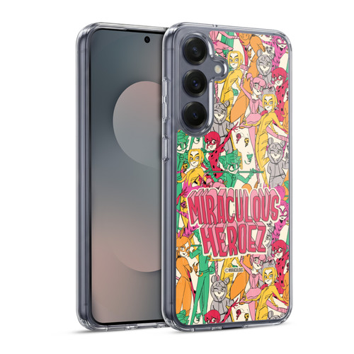 Miraculous Ladybug Sketches Heroes Pattern Soft Gel Case for Samsung Galaxy S25 & MagSafe
