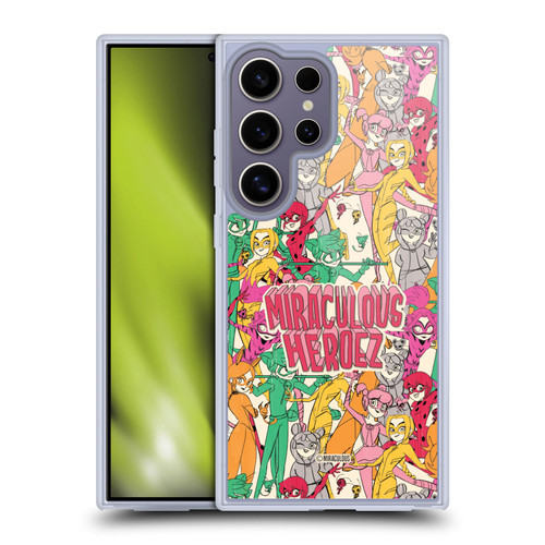 Miraculous Ladybug Sketches Heroes Pattern Soft Gel Case for Samsung Galaxy S25 Ultra