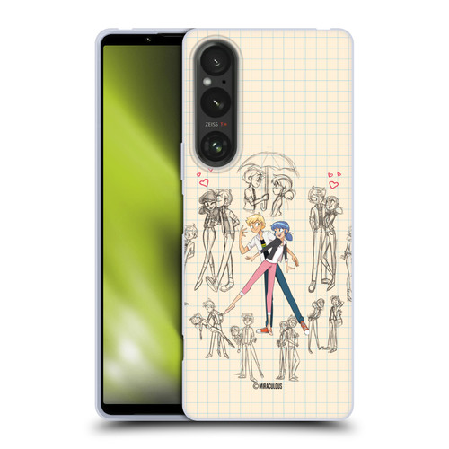Miraculous Ladybug Sketches Marinette And Adrien Soft Gel Case for Sony Xperia 1 V 5G Miraculous Ladybug Sketches Marinette And Adrien Soft Gel Case for Sony Xperia 1 V 5G