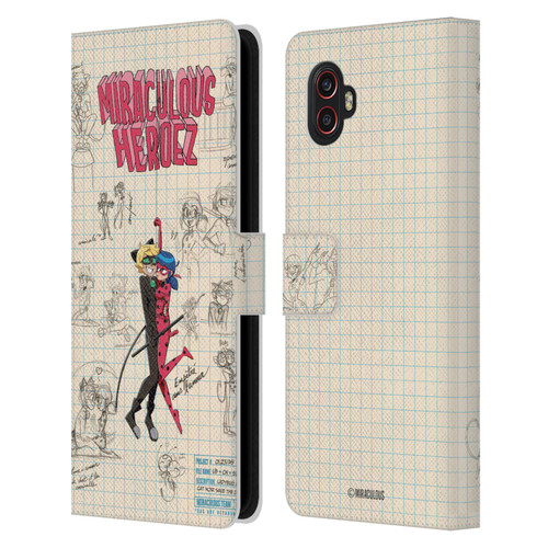 Miraculous Ladybug Sketches Ladybug And Cat Noir Leather Book Wallet Case Cover For Samsung Galaxy Xcover6 Pro/Pro2