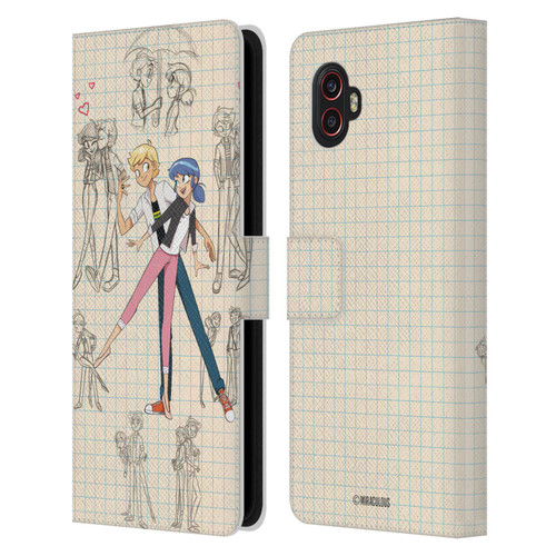 Miraculous Ladybug Sketches Marinette And Adrien Leather Book Wallet Case Cover For Samsung Galaxy Xcover6 Pro/Pro2