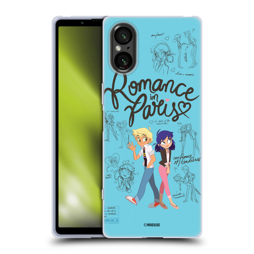 Miraculous Ladybug Sketches Romance In Paris Soft Gel Case for Sony Xperia 5 V 5G