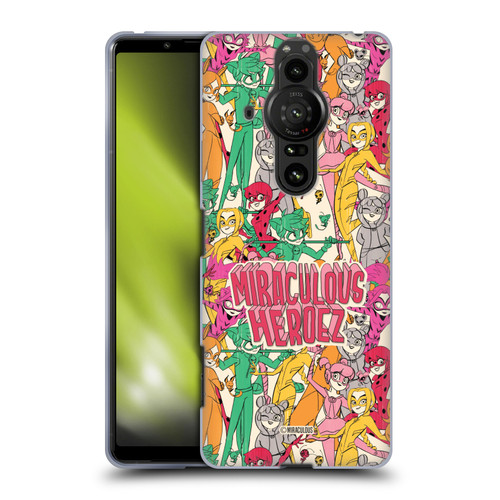 Miraculous Ladybug Sketches Heroes Pattern Soft Gel Case for Sony Xperia Pro-I