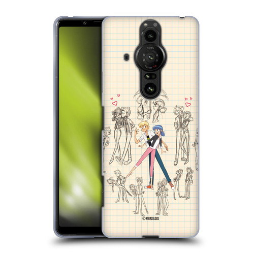 Miraculous Ladybug Sketches Marinette And Adrien Soft Gel Case for Sony Xperia Pro-I