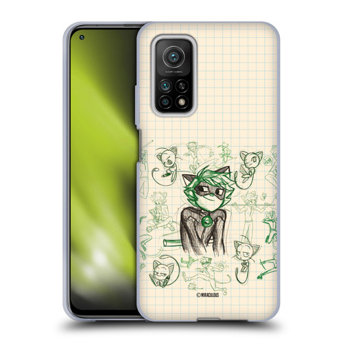 Miraculous Ladybug Sketches Cat Noir Soft Gel Case for Xiaomi Mi 10T 5G
