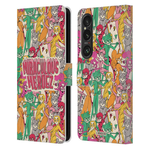 Miraculous Ladybug Sketches Heroes Pattern Leather Book Wallet Case Cover For Sony Xperia 1 VI 5G