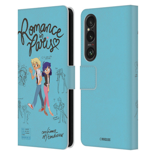 Miraculous Ladybug Sketches Romance In Paris Leather Book Wallet Case Cover For Sony Xperia 1 VI 5G