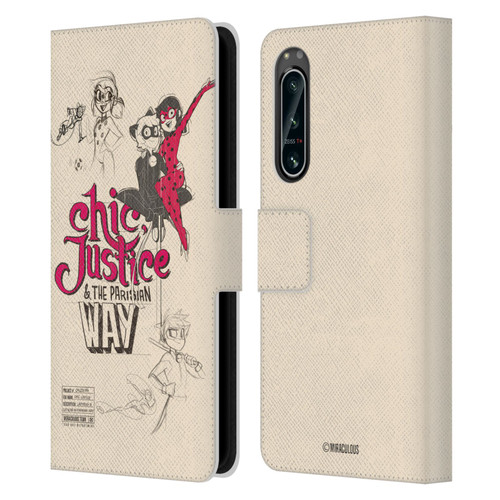 Miraculous Ladybug Sketches Chic Justice Leather Book Wallet Case Cover For Sony Xperia 5 IV