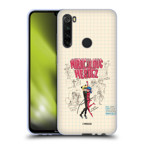 Miraculous Ladybug Sketches Ladybug And Cat Noir Soft Gel Case for Xiaomi Redmi Note 8T