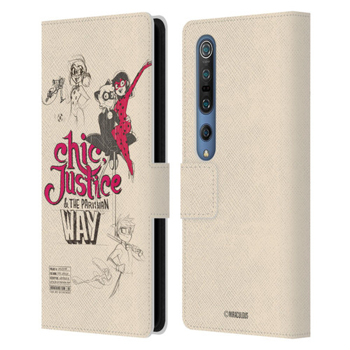 Miraculous Ladybug Sketches Chic Justice Leather Book Wallet Case Cover For Xiaomi Mi 10 5G / Mi 10 Pro 5G