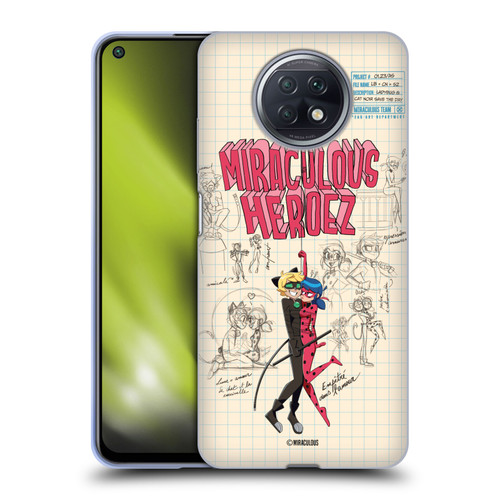 Miraculous Ladybug Sketches Ladybug And Cat Noir Soft Gel Case for Xiaomi Redmi Note 9T 5G