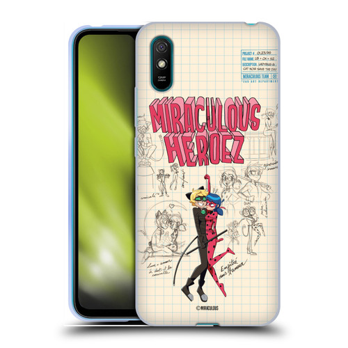 Miraculous Ladybug Sketches Ladybug And Cat Noir Soft Gel Case for Xiaomi Redmi 9A / Redmi 9AT