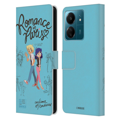 Miraculous Ladybug Sketches Romance In Paris Leather Book Wallet Case Cover For Xiaomi Redmi 13C 4G Miraculous Ladybug Sketches Romance In Paris Leather Book Wallet Case Cover For Xiaomi Redmi 13C 4G