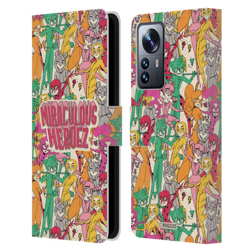Miraculous Ladybug Sketches Heroes Pattern Leather Book Wallet Case Cover For Xiaomi 12 Pro