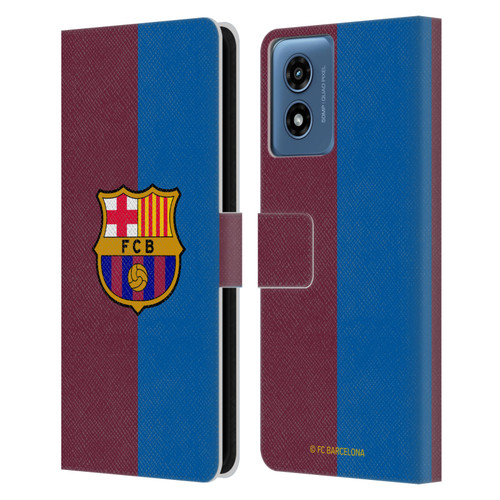 FC Barcelona 2024/25 Crest Kit Home Leather Book Wallet Case Cover For Motorola Moto G Play (2024)
