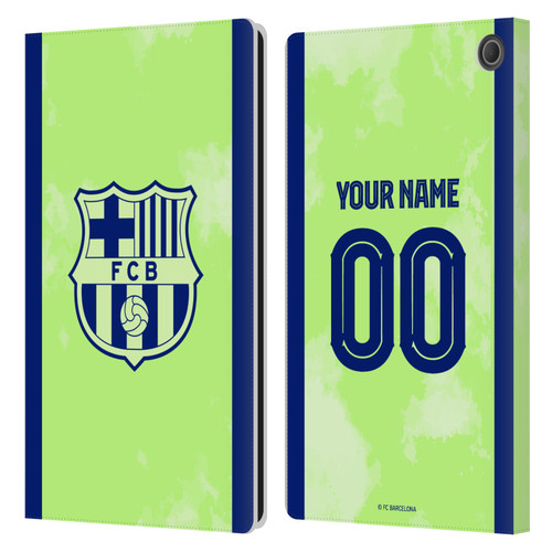 Custom Customised Personalised FC Barcelona 2024/25 Kit Third Leather Book Wallet Case Cover For Amazon Fire Max 11 2023